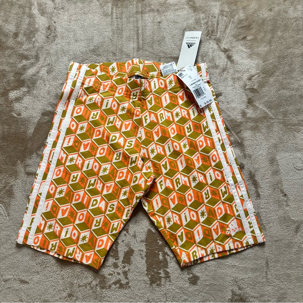 Farm Rio x Adidas Womens Orange and Green Patterned Set Top Xs Bottom Small - Picture 7 of 11